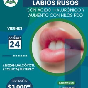 curso labios rusos con Ácido hialurónico y aumento con hilos pdo